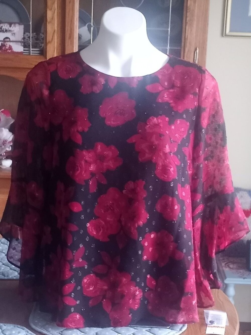 Black Label by Evan Picone Floral Blouse